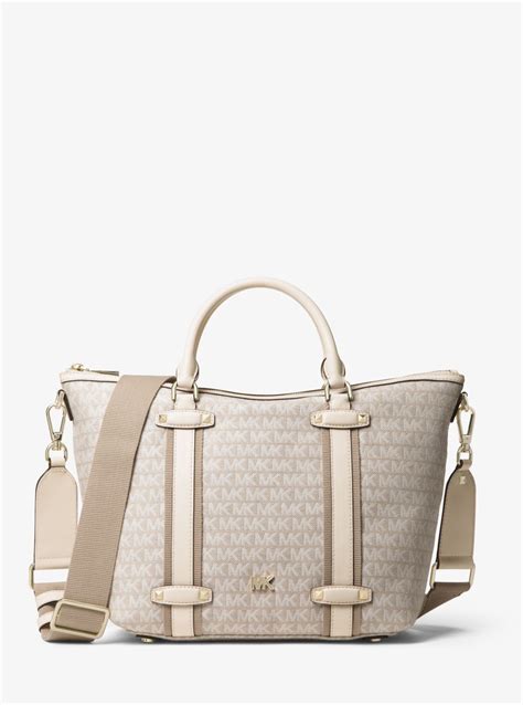 michael kors griffin large logo jacquard satchel|MICHAEL Michael Kors purses for women .